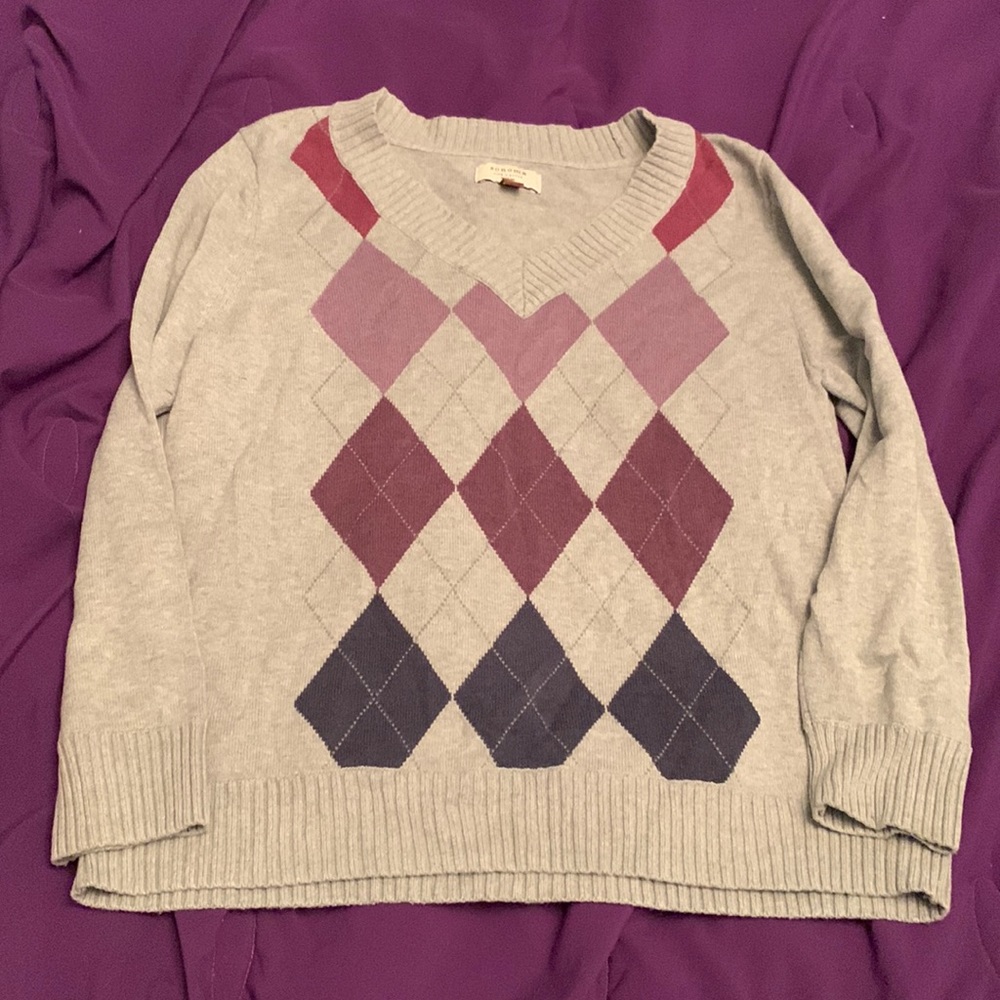 Sonoma argyle v-neck sweater size 1X